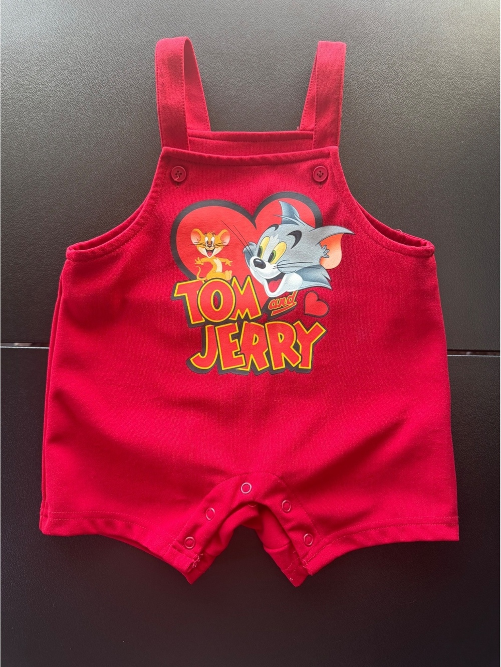 Tom & Jerry Baby 18-24M Red Shortall Romper SHEIN X Cartoon Heart